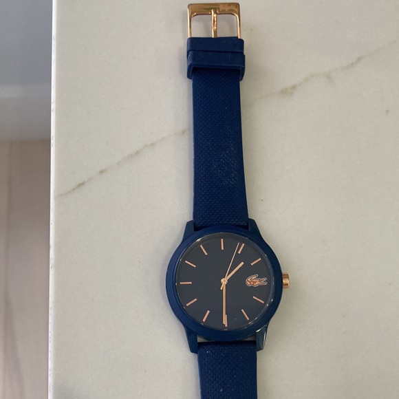 Like new Lacoste ladies watch. Navy blue. Silicone strap. Battery works. - Picture 2 of 3